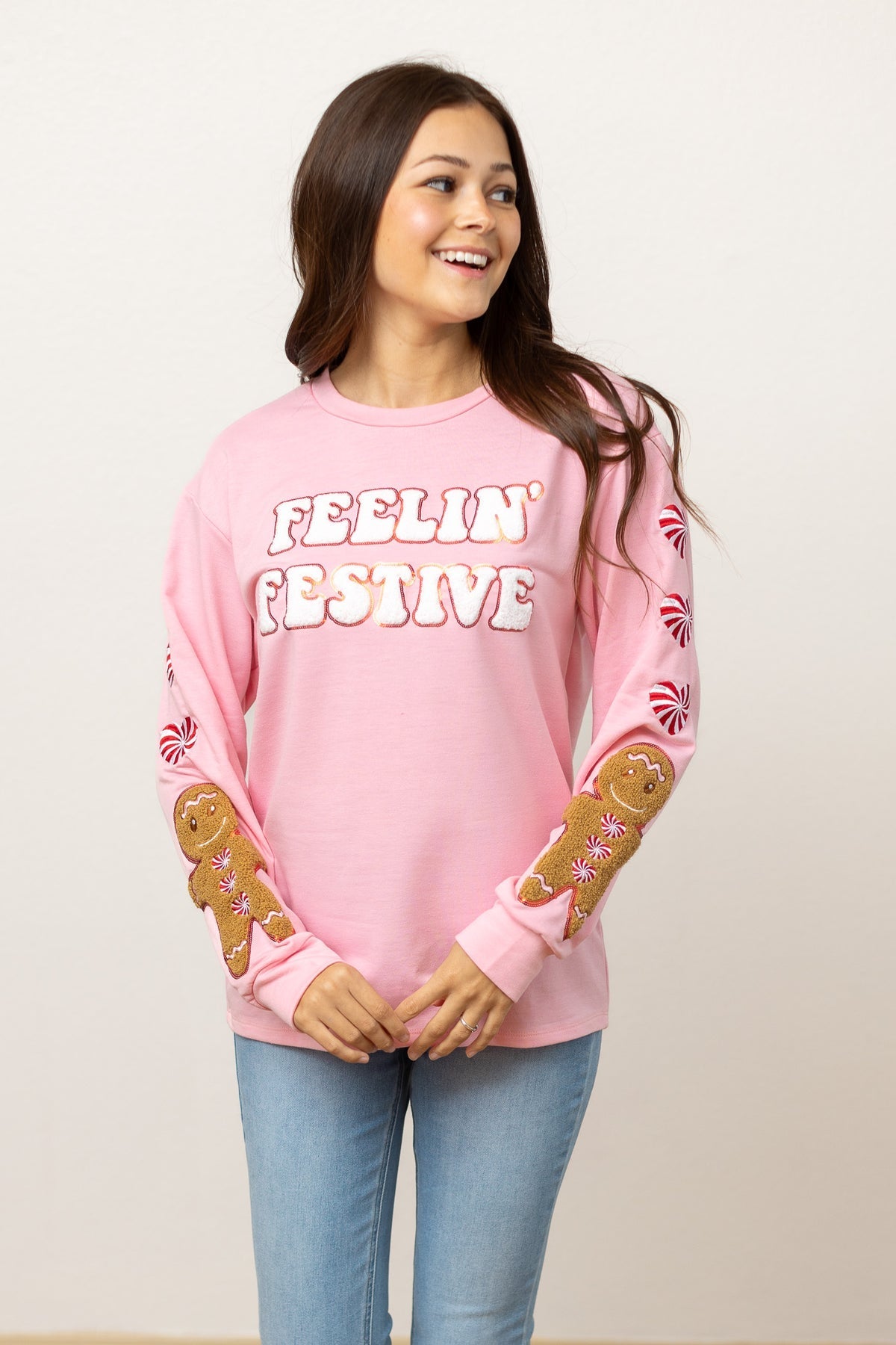 Southern Grace Feelin Festive Pink Sweater Shirts & Tops