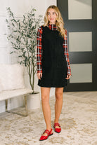 One Eleven North Feeling That Way Corduroy Dress in Black Womens