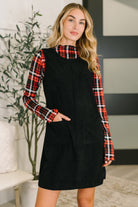 One Eleven North Feeling That Way Corduroy Dress in Black Womens