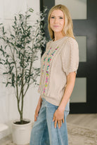 Haptics Feel so Fine Embroidered Knit Top Womens