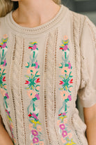 Feel so Fine Embroidered Knit Top Womens