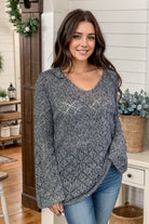 Shopin La Femme Gray Sweater Shirts & Tops