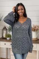 Shopin La Femme Gray Sweater Shirts & Tops