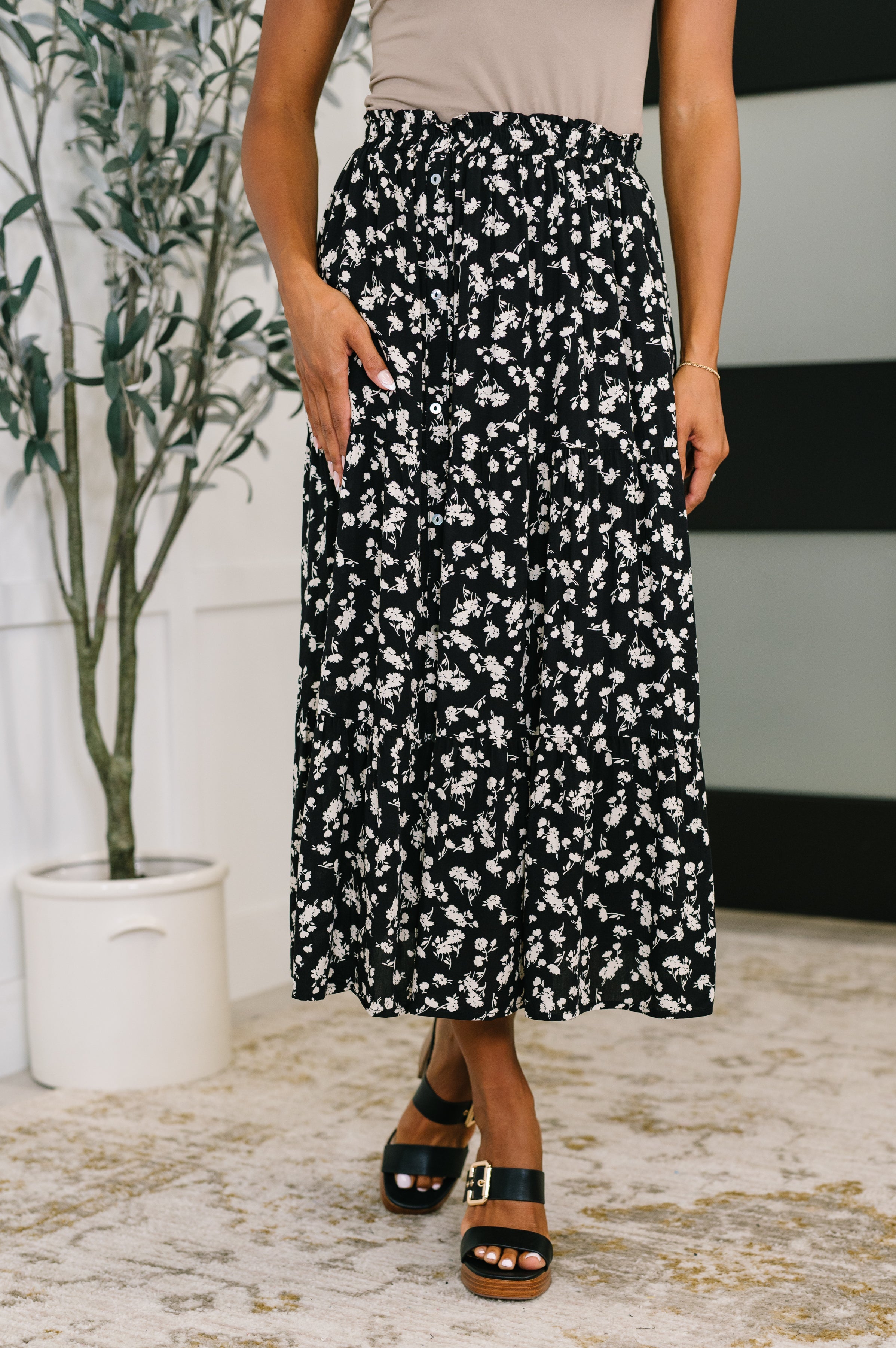 Polagram Fielding Flowers Floral Skirt Bottoms