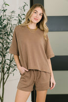 Zenana Fight the Feeling Top and Bottom Set in Brown Womens