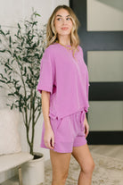 Zenana Fight the Feeling Top and Bottom Set in Spring Violet Womens