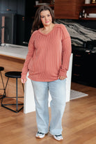 7th Ray First and Foremost Exposed Seams Rib Knit Long Sleeve Top Tops