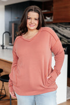 7th Ray First and Foremost Exposed Seams Rib Knit Long Sleeve Top Tops