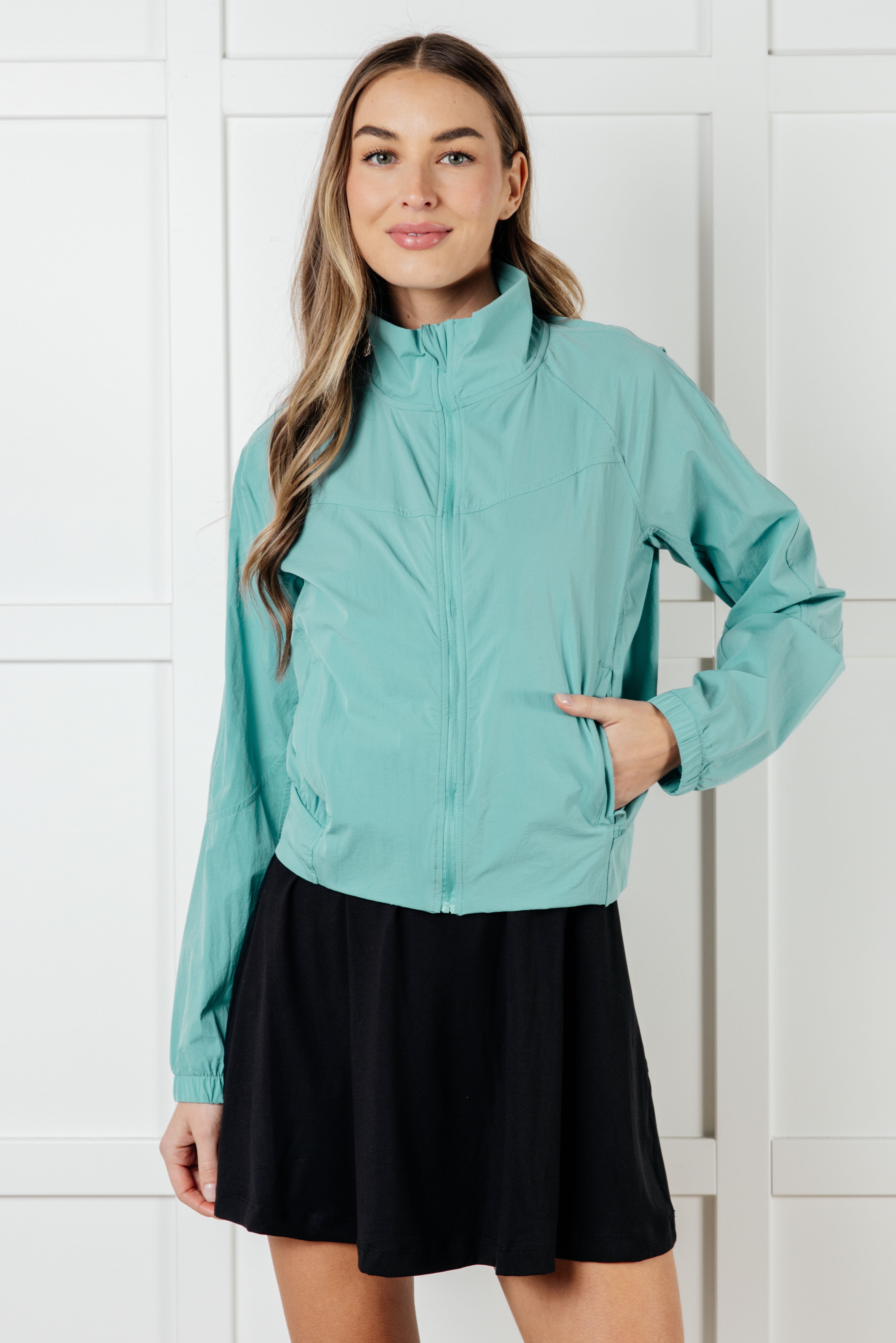 Rae Mode Fit Happens Nylon Tennis Jacket in Tidal Wave Activewear