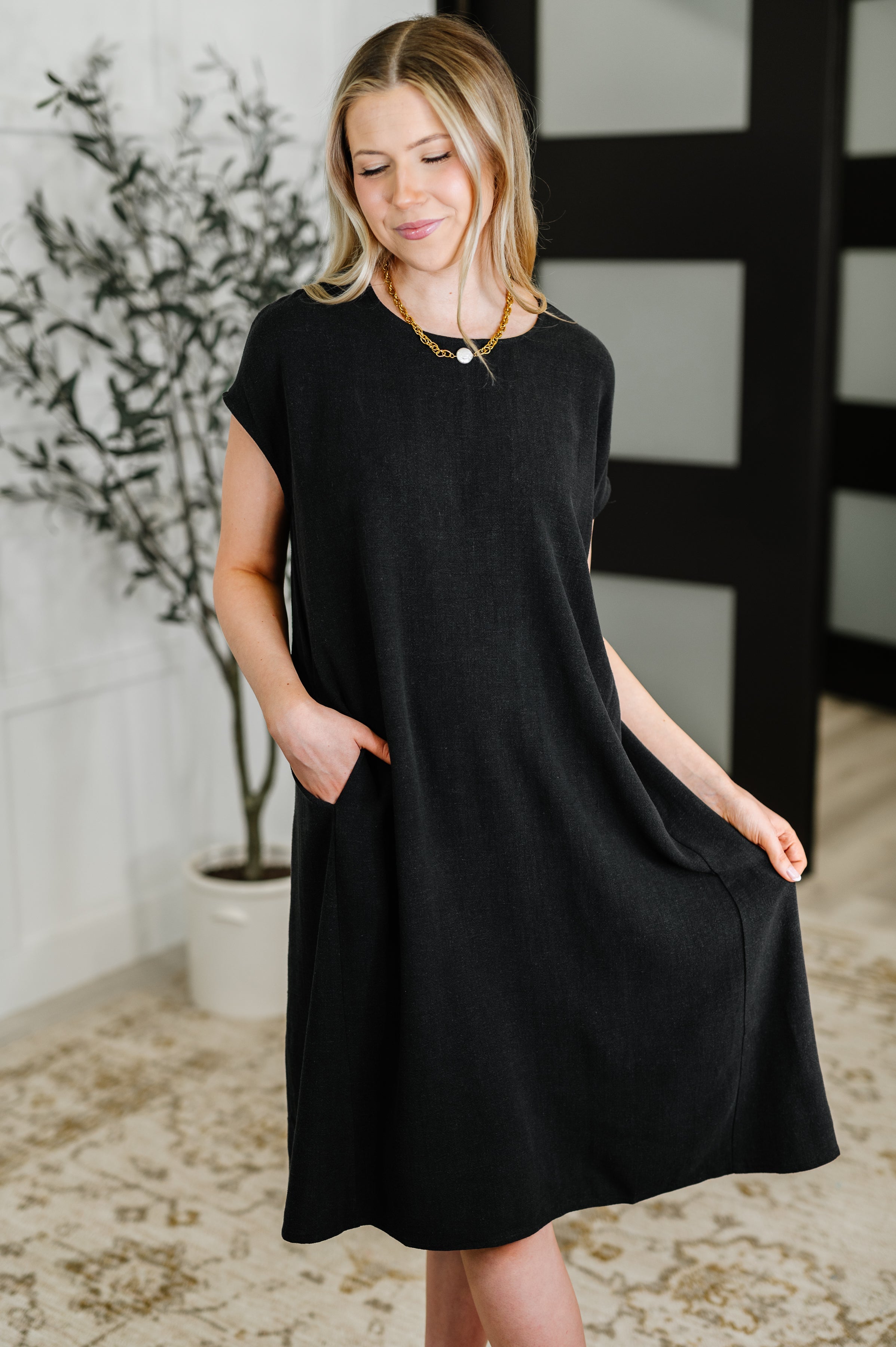 Hyfve Flatter Me Later Relaxed Dress in Black Womens