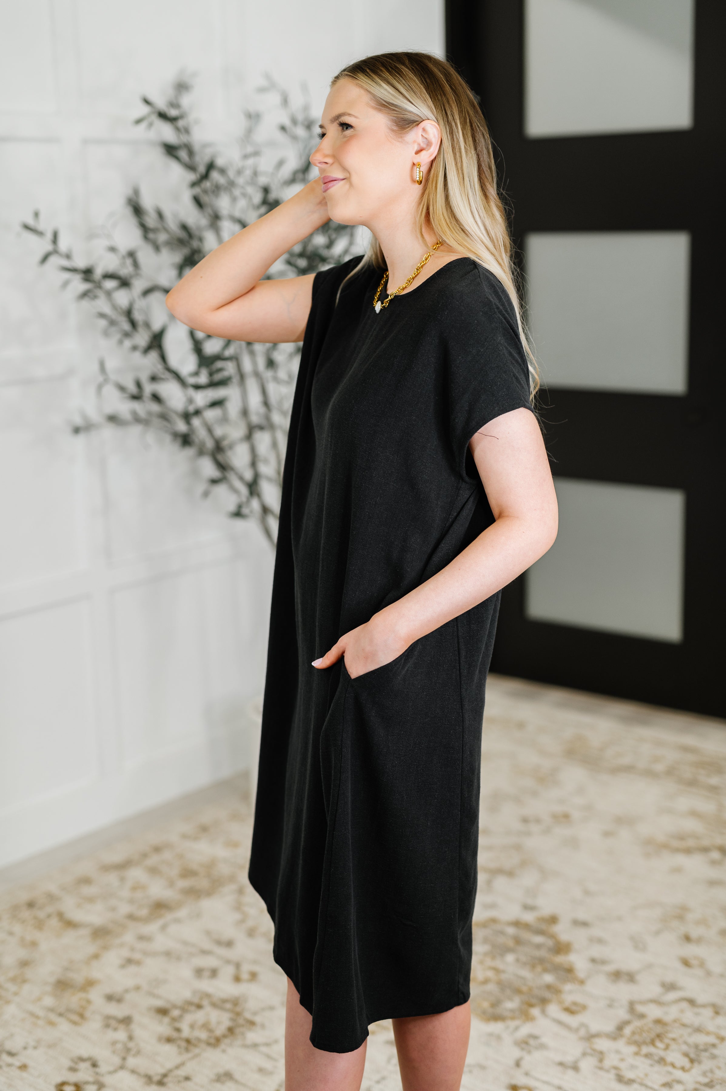 Hyfve Flatter Me Later Relaxed Dress in Black Womens