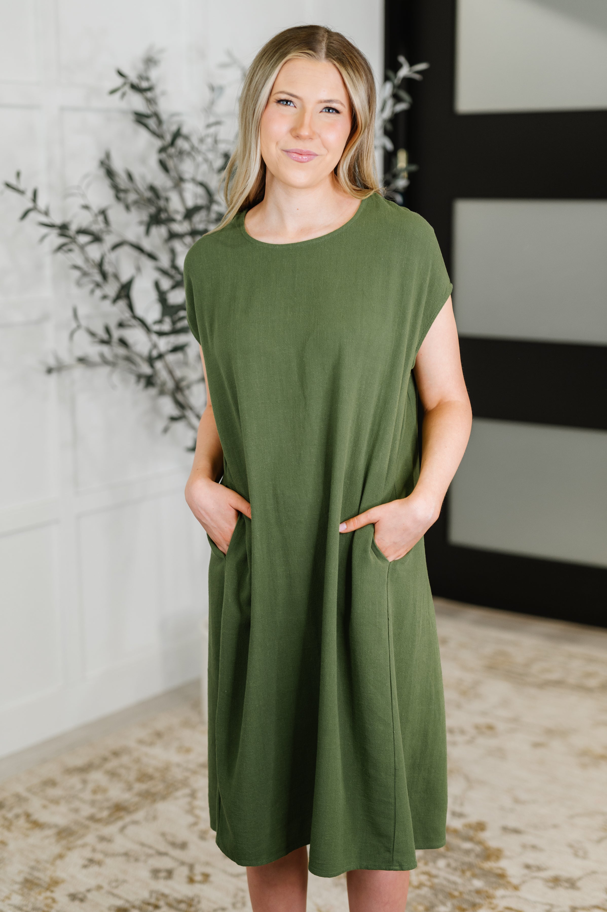 Hyfve Flatter Me Later Relaxed Dress in Moss Womens