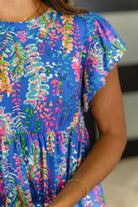 Haptics Flirt Alert Flutter Sleeve Top in Blue Womens