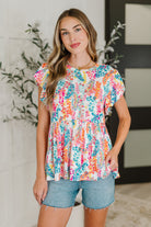 Haptics Flirt Alert Flutter Sleeve Top in Ivory Womens