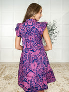 Umgee Flirt & Flourish Dress in Navy & Pink Womens