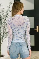 Kori America Flirty by Nature Mesh Layering Top in Light Blue Womens