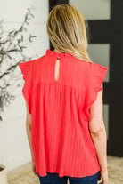 Haptics Float This Way Flutter Sleeve Blouse in Coral Womens