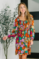 Floral Affairs Scoop Neck Dress Large Womens