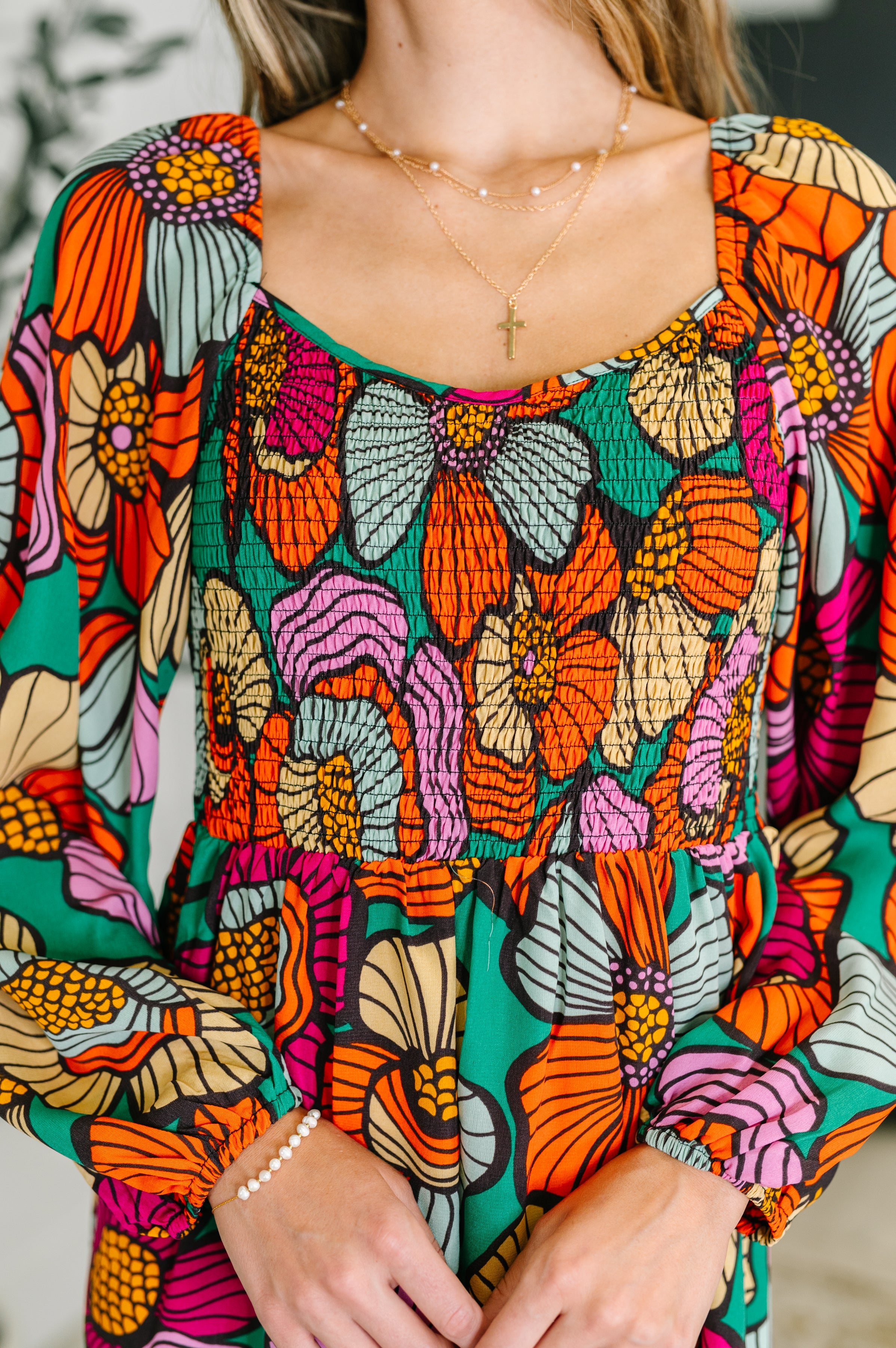 Floral Affairs Scoop Neck Dress Womens