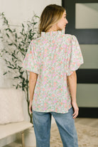 Haptics Flower Picking Notch Neck Blouse Womens