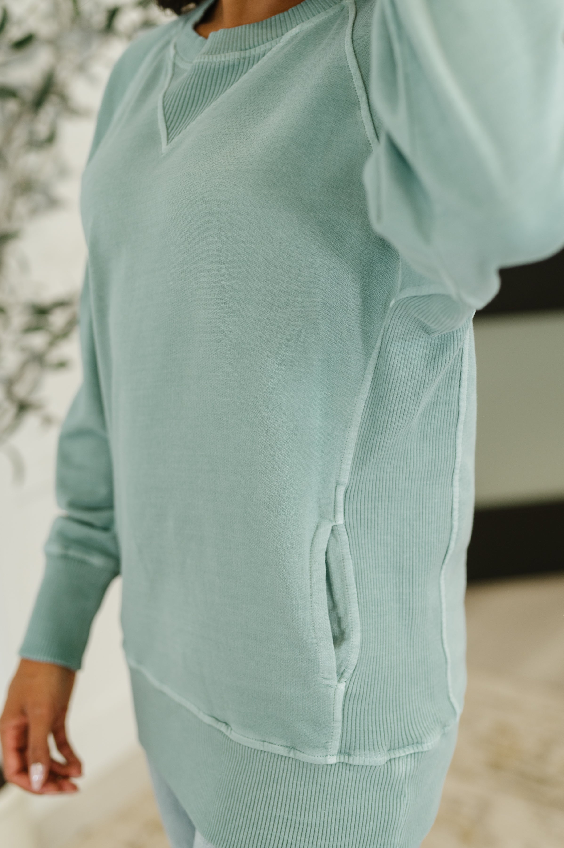 Zenana For the Experience Relaxed Pullover in Ash Blue Womens