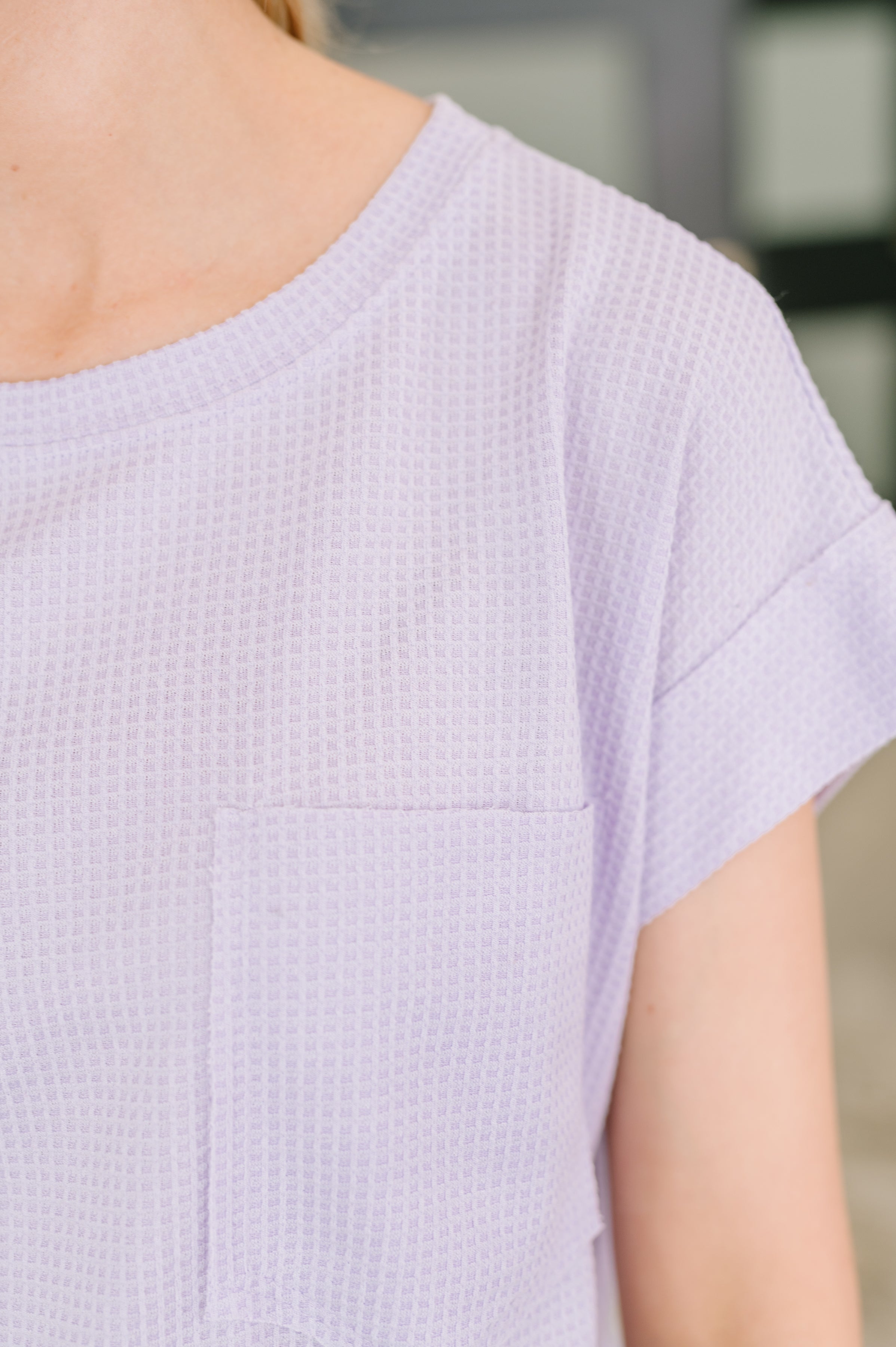 Dear Scarlett Foundation First Waffle Knit Relaxed Tee in Lilac Womens