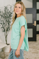 Dear Scarlett Foundation First Waffle Knit Relaxed Tee in Mint Womens