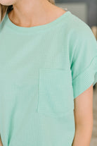 Dear Scarlett Foundation First Waffle Knit Relaxed Tee in Mint Womens