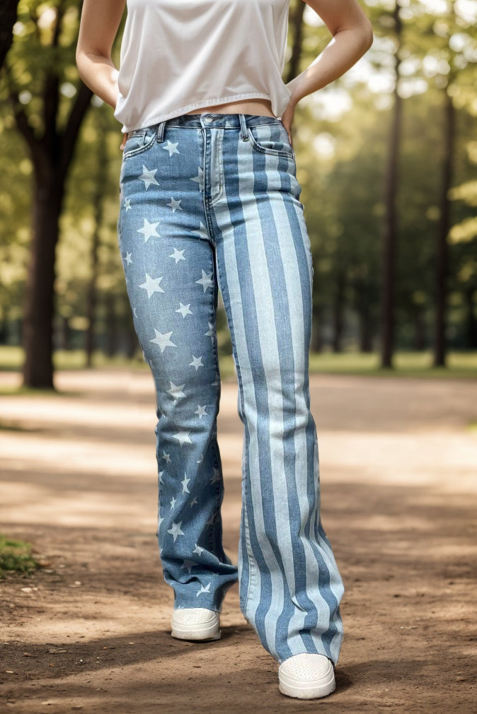 Judy Blue Flares Freedom Rings Stars and Stripes JB Boutique Simplified