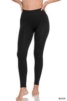 Zenana Sweet Steppin' High Waist Athletic Waffle Knit Leggings in Black Womens