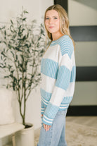 One Eleven North Frosted Snuggle Color Block Textured Striped Knit Pullover Womens