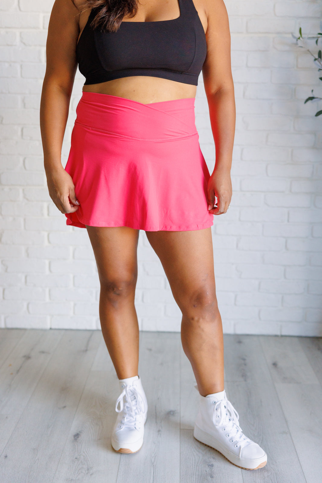 Rae Mode Full Force V Shaping High-Waist Skort in Flamingo Pink Ave Shops