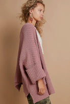 POL Mauve Open Front Sweater Cardigan with Pockets Trendsi