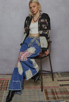 POL Vintage Washed Black Floral and Lace Patch Hooded Jacket