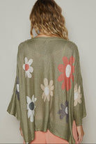 POL Olive Flower Dropped Shoulder Long Sleeve Knit Top Shirts & Tops