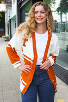 Haptics Game Day Burnt Orange "T" Embroidered Cardigan Haptics