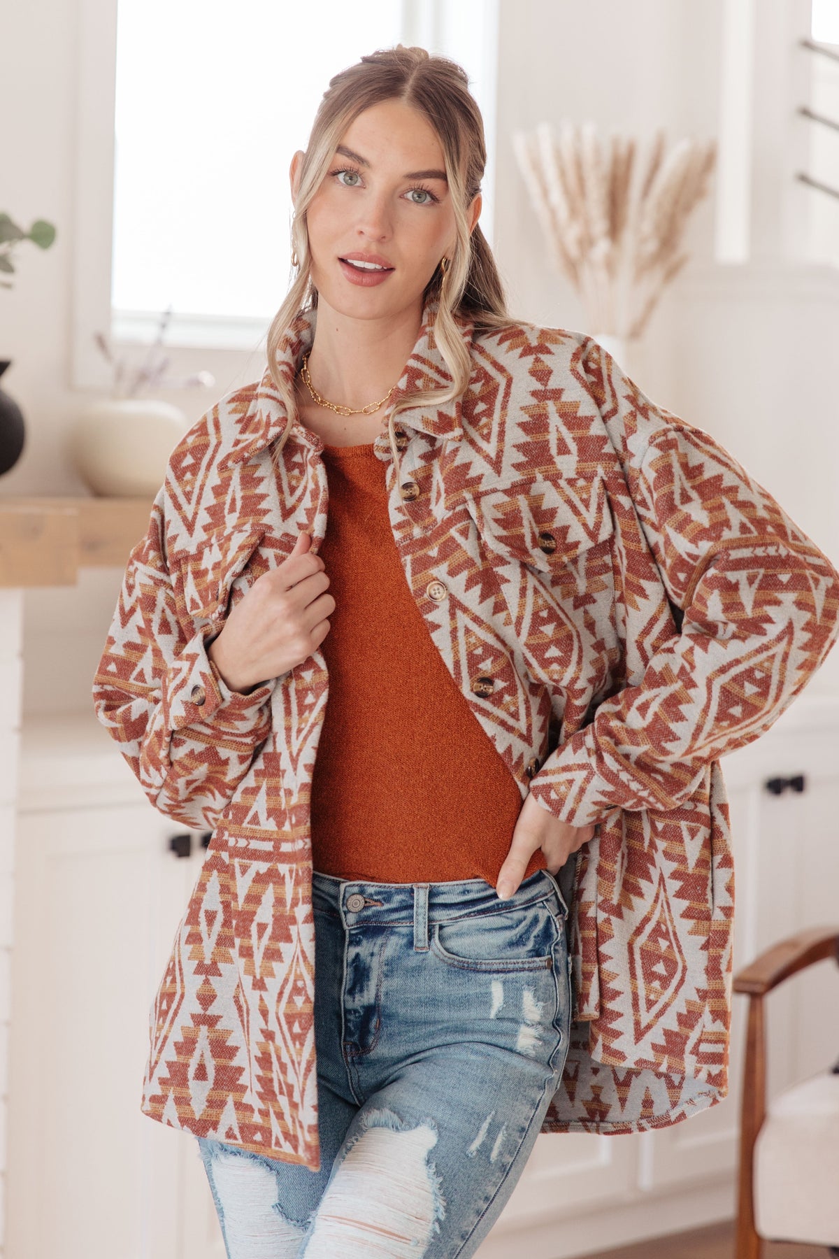 One Eleven North Don't Be Difficult Rust Pullover Sweater Tops