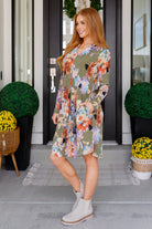 Sew In Love Generally Speaking V-Neck Dress in Olive Floral Dresses