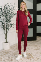 Zenana Get Me Cozy Set in Cabernet Womens