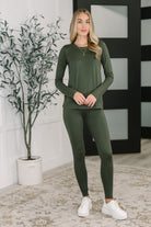 Zenana Get Me Cozy Set in Dark Olive Womens