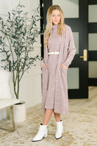 Dear Scarlett Glam Dress and Cardigan Set in Wine Womens