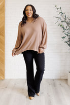 One Eleven North Good Things Are Coming V-Neck Top in Coffee Tops