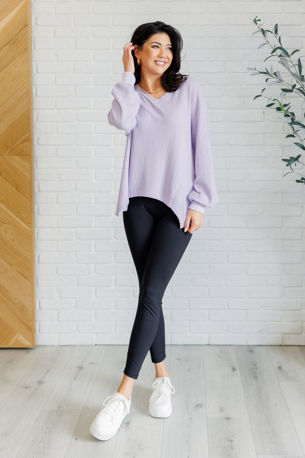 One Eleven North Good Things Are Coming V-Neck Top in Lavender Tops