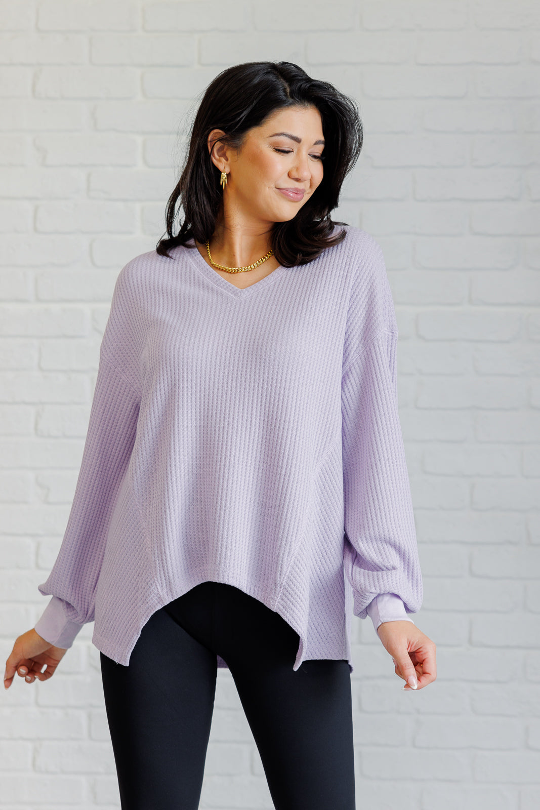 One Eleven North Good Things Are Coming V-Neck Top in Lavender Tops