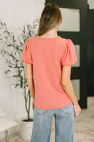 Zenana Grace & Virtue Balloon Sleeve Blouse in Coral Womens
