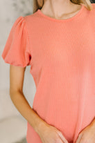 Zenana Grace & Virtue Balloon Sleeve Blouse in Coral Womens