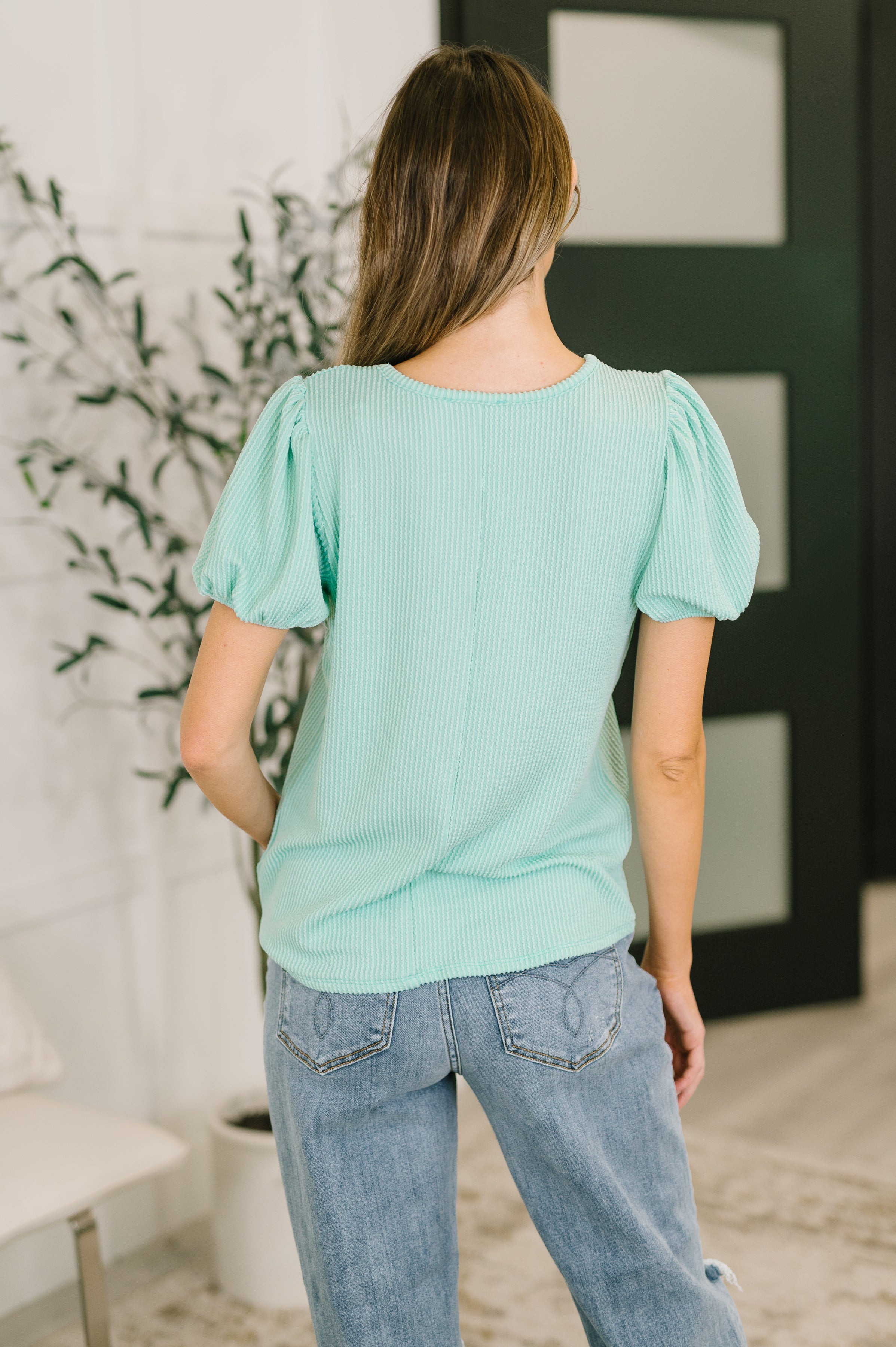 Zenana Grace & Virtue Balloon Sleeve Blouse in Mint Womens