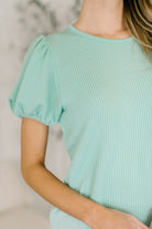 Zenana Grace & Virtue Balloon Sleeve Blouse in Mint Womens