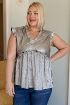 One Eleven North Shine On Metallic Peplum Top Ave Shops