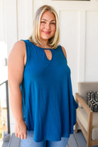 Lovely Melody Greater than Great Keyhole Detail Tank in Teal Tops